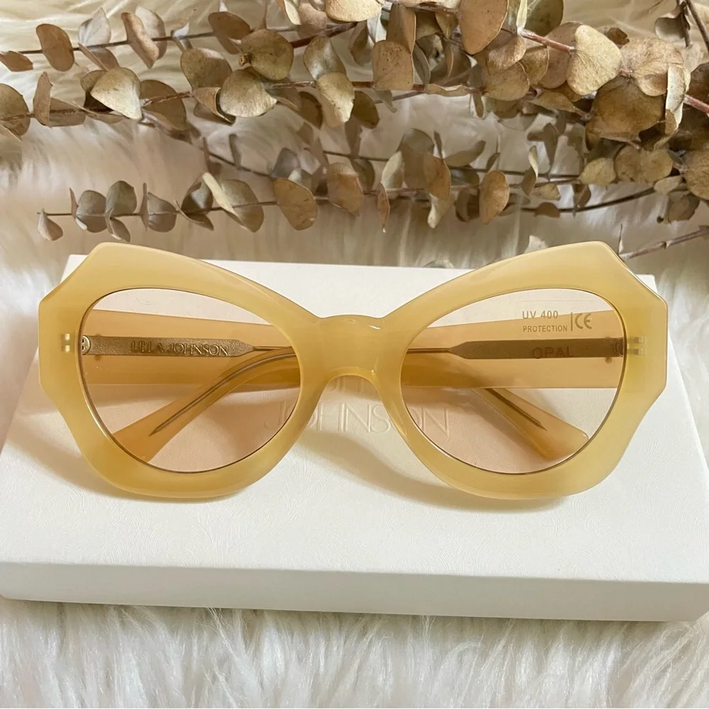 Ulla Johnson Opal Butterfly Sunglasses Yellow Ochre Acetate Women’s OS NWT